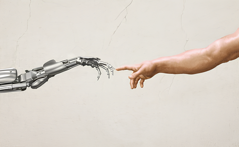 Spoof of the creation of adam